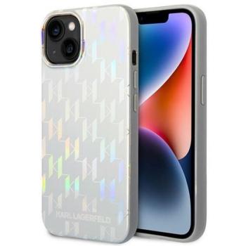 Karl Lagerfeld Monogram Iridescent Apple iPhone 14 Plus hátlap tok, ezüst kép