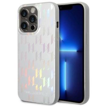 Karl Lagerfeld Monogram Iridescent Apple iPhone 14 Pro hátlap tok, ezüst kép
