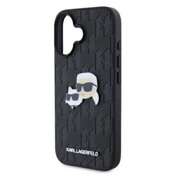 KARL LAGERFELD MONOGRAM KARL &amp; CHOUPETTE HEAD PIN szilikon telefonvédő (ütésállóság, bőr hatású hátlap) FEKETE Apple iPhone 16 kép