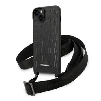 Karl Lagerfeld Monogram Plaque Logo Strap Apple iPhone 14 Plus hátlap tok, fekete kép