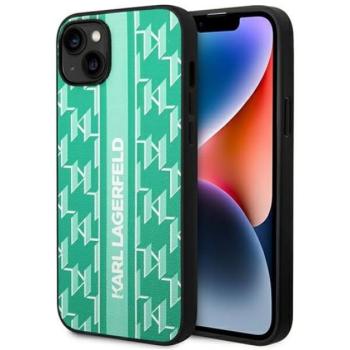Karl Lagerfeld Monogram Stripe Apple iPhone 14 Plus hátlap tok, zöld kép