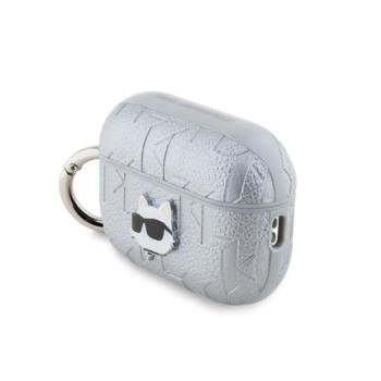 Karl Lagerfeld PU Embossed Choupette Head Apple AirPods Pro 2 tok, ezüst kép