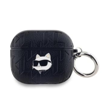 KARL LAGERFELD PU EMBOSSED CHOUPETTE HEAD szilikon tok (ütésállóság, karabíner) FEKETE Apple AirPods 3 kép