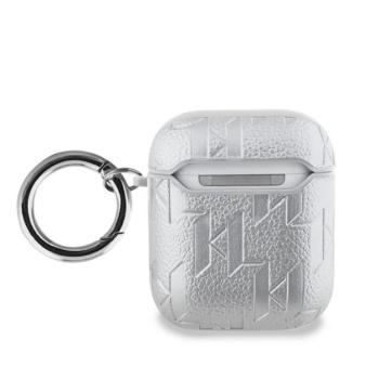 Karl Lagerfeld PU Embossed Karl and Choupette Heads Apple AirPods 1/2 tok, ezüst kép