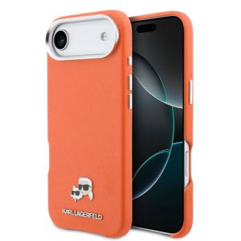 Karl Lagerfeld PU Karl and Choupette Heads Pins Apple iPhone Air (2025) mágneses tok, MagSafe, narancs-ezüst kép