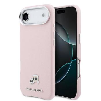 Karl Lagerfeld PU Karl and Choupette Heads Pins Apple iPhone Air (2025) mágneses tok, MagSafe, rózsaszín-ezüst kép