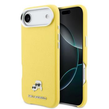Karl Lagerfeld PU Karl and Choupette Heads Pins Apple iPhone Air (2025) mágneses tok, MagSafe, sárga-ezüst kép