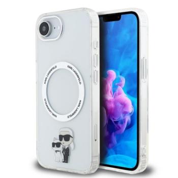 Karl Lagerfeld PU Saffiano Karl and Choupette Apple iPhone 17e / iPhone 16e hátlap tok, átlátszó kép
