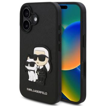 Karl Lagerfeld PU Saffiano Karl and Choupette iPhone 16 Plus tok, fekete kép