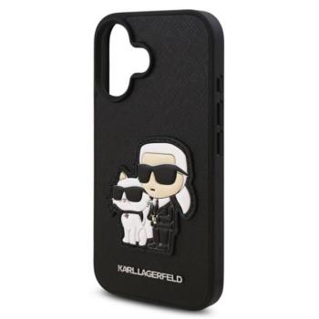 KARL LAGERFELD PU SAFFIANO KARL AND CHOUPETTE szilikon telefonvédő (ütésállóság, bőr hatású hátlap, 3D) FEKETE Apple iPhone 16 kép