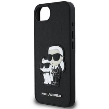 KARL LAGERFELD PU SAFFIANO KARL AND CHOUPETTE szilikon telefonvédő (ütésállóság, bőr hatású hátlap, 3D) FEKETE Apple iPhone 16e kép