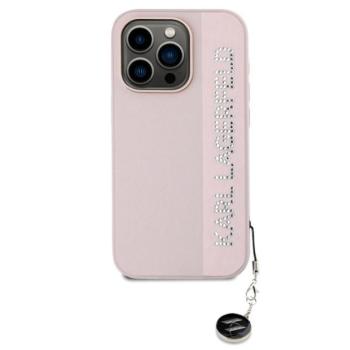 Karl Lagerfeld PU Saffiano Rhinestone Charm Apple iPhone 15 Pro Max hátlap tok, rózsaszín kép