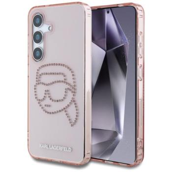 Karl Lagerfeld Rhinestones Karl Head Logo Samsung Galaxy S25 hátlap tok, rózsaszín kép