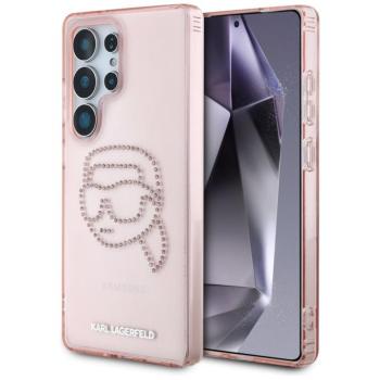 Karl Lagerfeld Rhinestones Karl Head Logo Samsung Galaxy S25 Ultra hátlap tok, rózsaszín kép