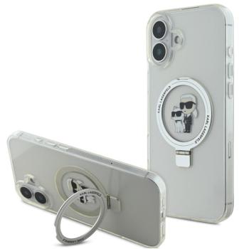 Karl Lagerfeld Ringstand Karl and Choupette iPhone 16 MagSafe tok kitámasztóval, fehér kép