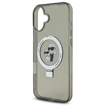 KARL LAGERFELD RINGSTAND KARL AND CHOUPETTE MAGSAFE szilikon telefonvédő (ütésállóság, MagSafe, kitámasztó) FEKETE Apple iPhone 16 kép