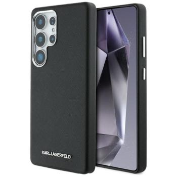 Karl Lagerfeld Saffiano Full Wrapped Elongated Metal Logo Samsung Galaxy S25 Ultra MagSafe tok, fekete kép