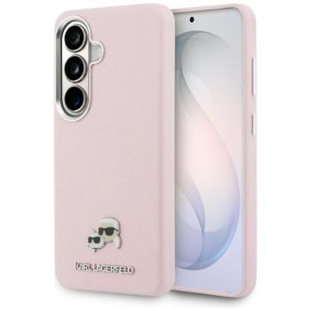 Karl Lagerfeld Saffiano KC Metal Logo Samsung Galaxy S26 mágneses tok, MagSafe, rózsaszín kép