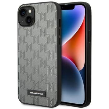 Karl Lagerfeld Saffiano Mono Metal Apple iPhone 14 hátlap tok, szürke kép