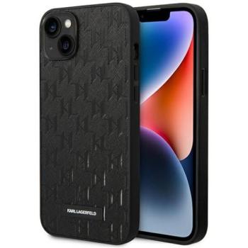 Karl Lagerfeld Saffiano Mono Metal Apple iPhone 14 Plus hátlap tok, fekete kép