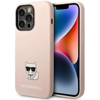 Karl Lagerfeld Silicone Choupette Body Apple iPhone 14 Pro Max hátlap tok, halvány rózsaszín kép