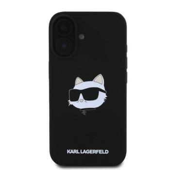 Karl Lagerfeld Silicone Choupette Head Print Apple iPhone 16 Magsafe kompatibilis hátlap tok, fekete KLHMP16SSCHPPLK kép