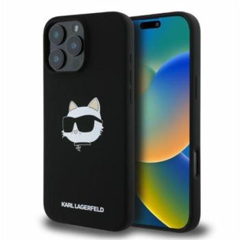 Karl Lagerfeld Silicone Choupette Head Print Apple iPhone 16 Pro Max Magsafe kompatibilis hátlap tok, fekete kép