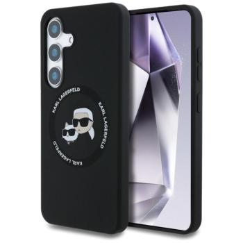 Karl Lagerfeld Silicone Double Heads And Circle Samsung Galaxy S25+ MagSafe tok, fekete kép
