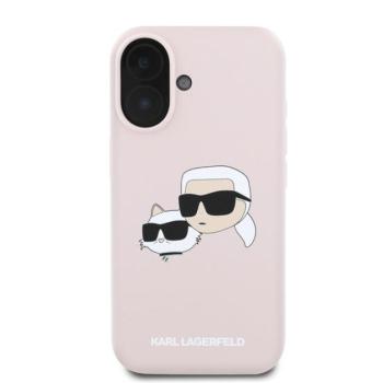 Karl Lagerfeld Silicone Double Heads Print Apple iPhone 16 Magsafe kompatibilis hátlap tok, rózsaszín KLHMP16SSKCHPPLP kép