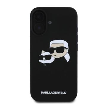 Karl Lagerfeld Silicone Double Heads Print Apple iPhone 16 Plus Magsafe kompatibilis hátlap tok, fekete KLHMP16MSKCHPPLK kép
