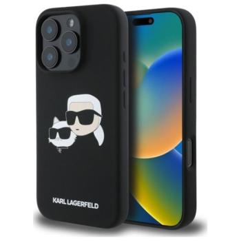 Karl Lagerfeld Silicone Double Heads Print Apple iPhone 16 Pro Max Magsafe kompatibilis hátlap tok, fekete kép