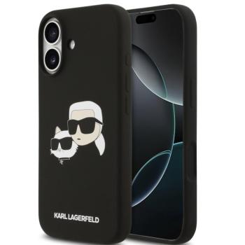 Karl Lagerfeld Silicone Double Heads Print Apple iPhone 17 MagSafe kompatibilis hátlap tok, fekete kép