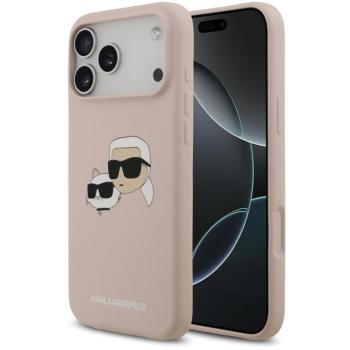 Karl Lagerfeld Silicone Double Heads Print Apple iPhone 17 Pro MagSafe kompatibilis hátlap tok, rózsaszín kép