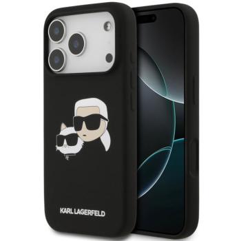 Karl Lagerfeld Silicone Double Heads Print Apple iPhone 17 Pro Max MagSafe kompatibilis hátlap tok, fekete kép