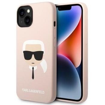 Karl Lagerfeld Silicone Karl&#039;s Head Apple iPhone 14 Plus Magsafe hátlap tok, halvány rózsaszín kép