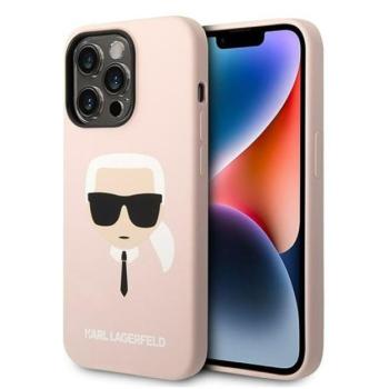 Karl Lagerfeld Silicone Karl&#039;s Head Apple iPhone 14 Pro Magsafe hátlap tok, halvány rózsaszín kép