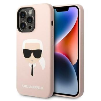 Karl Lagerfeld Silicone Karl&#039;s Head Apple iPhone 14 Pro Max Magsafe hátlap tok, halvány rózsaszín kép
