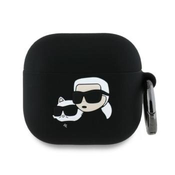 Karl Lagerfeld Silicone Karl&amp;Chaupette Head 3D Apple AirPods 4 szilikon tok, fekete kép