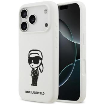 Karl Lagerfeld Silicone Karl Sketch &amp; Logo iPhone 17 Pro MagSafe kompatibilis hátlap tok, fehér kép