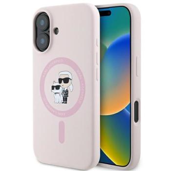 Karl Lagerfeld Silicone KC Heads Ring Apple iPhone 16 hátlap tok, rózsaszín KLHMP16SSCMKCRHP kép