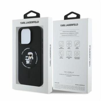 Karl Lagerfeld Silicone KC Heads Ring Apple iPhone 16 Pro Max hátlap tok, fekete kép