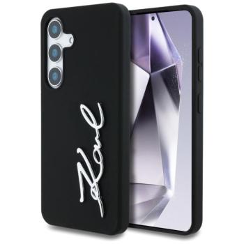 Karl Lagerfeld Silicone Metal Signature Logo Samsung Galaxy S25 szilikon tok, fekete kép