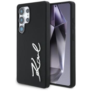 Karl Lagerfeld Silicone Metal Signature Logo Samsung Galaxy S25 Ultra szilikon tok, fekete kép
