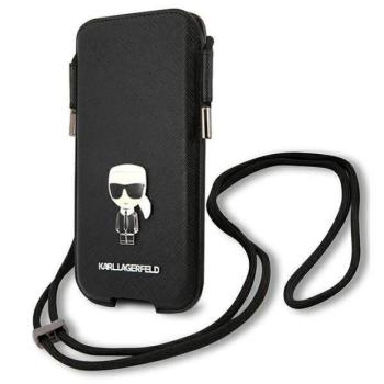 Karl Lagerfeld telefon táska KLHCP12LOPHKMK 6,7&quot; fekete keménytok Saffiano ikonikus Kar Lagerfeld kép