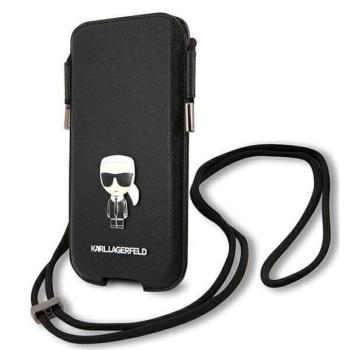 Karl Lagerfeld telefon táska KLHCP12MOPHKMK 6,1&quot; fekete keménytok Saffiano ikonikus Karl Lagerfeld kép