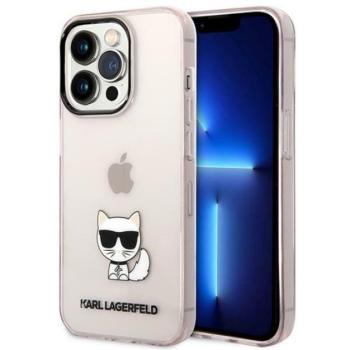 Karl Lagerfeld Transparent Choupette Body Apple iPhone 14 Pro hátlap tok, rózsaszín kép