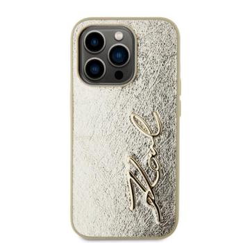 Karl Lagerfeld Wrinkled PU Signature Logo Apple iPhone 15 Pro Max hátlap tok, arany kép