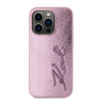 Karl Lagerfeld Wrinkled PU Signature Logo Apple iPhone 15 Pro Max hátlap tok, rózsaszín kép