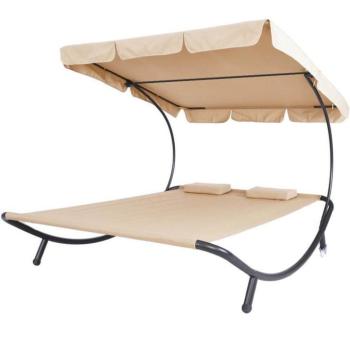 Kerti napozóágy, 2 személyes, árnyékolóval, 150 x 175 x 200 m, világos barna kép