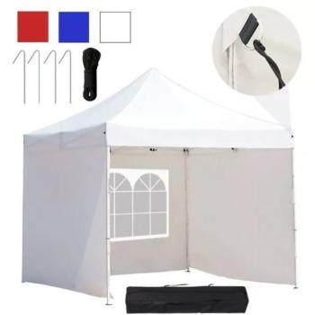 Kerti pavilon, összecsukható, 3 db fallal, 2.9 x 2.9 m, hordtáskával, fehér kép